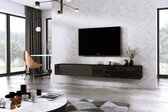 Furniture Square - Meuble TV DIAMOND - Zwart / Zwart brillant - 240cm (2x120cm) - Meuble TV suspendu