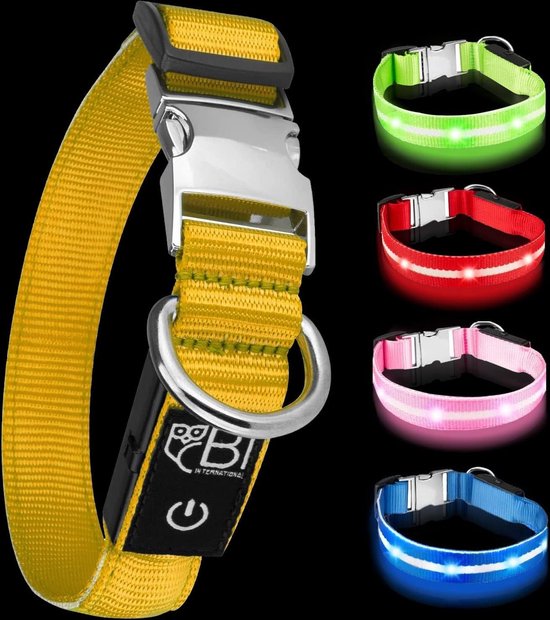 Lichtgevende hondenhalsband, oplaadbaar, led-hondenhalsband, waterdicht en verstelbaar, 3 modi, fluorescerende hondenhalsband met 7 kleuren, verstelbare maat, voor kleine, middelgrote en grote honden