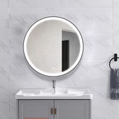 BORELLI - Miroir de salle de bains rond Modena avec LED 100 cm - Encadrement noir - Dimmable - 3 positions LED - Surface sans condensation - Qualité durable - Installation facile - Revêtement anti-corrosion