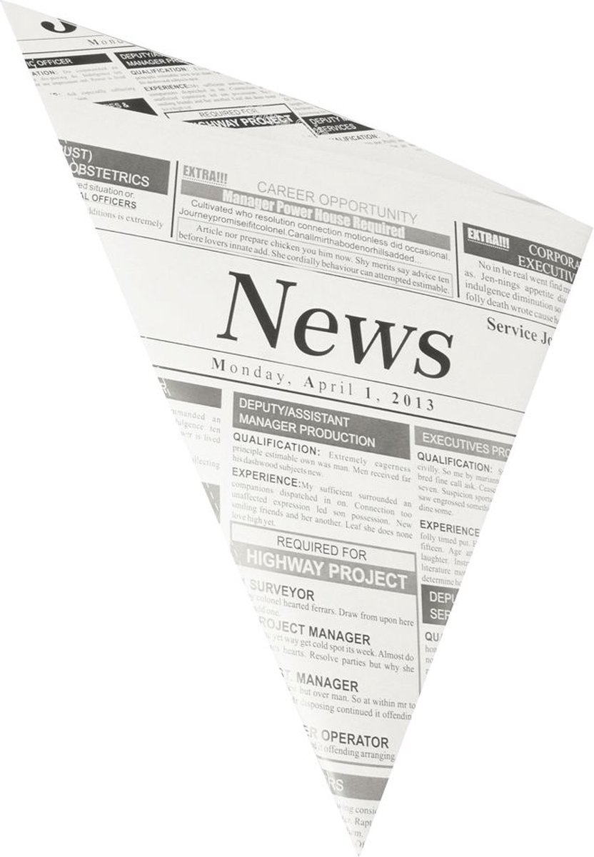 Papieren zakken Papstar Newsprint, volume 250 g, L 230 x B 230 x H 325 mm, vetvrij, composteerbaar, perkament vervangend papier, grijs-zwart, 300 of 1000 st.
