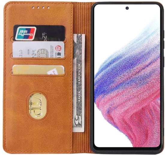 Smartphonica Samsung Galaxy A53 5G Étui en similicuir avec fermeture magnétique et porte-cartes Book Case - Marron / Similicuir / Book Case