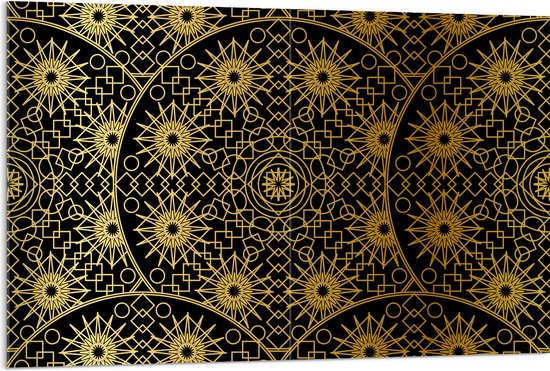 Acrylglas - Borden met Gouden Geometrische Print - 120x80 cm Foto op Acrylglas (Met Ophangsysteem)