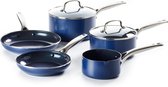 Blue Diamond kookpotten set 5-delig met deksels - blauw - anti-aanbak - PFAS-vrij