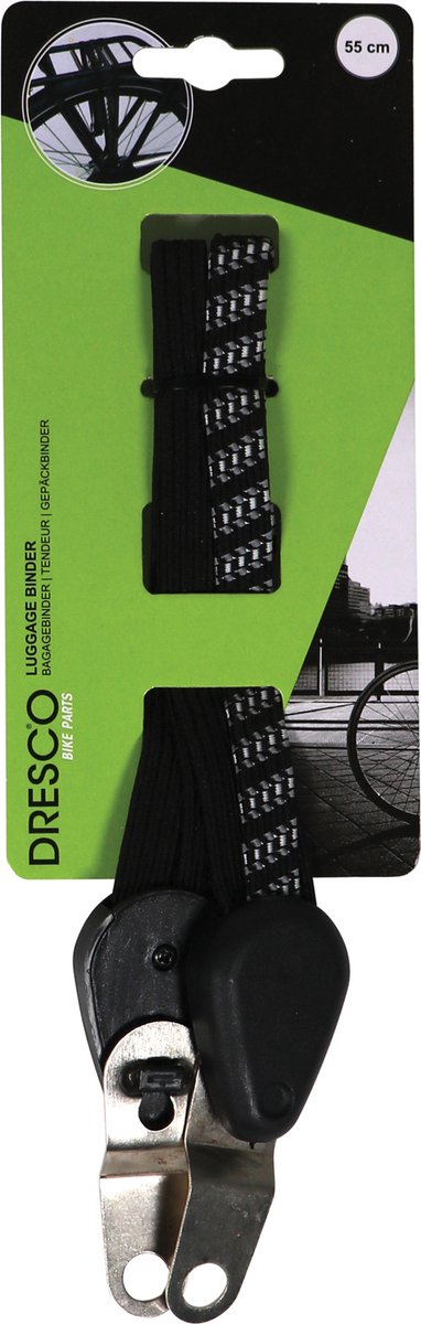 Dresco Snelbinder – Reflecterend – Zwart/Wit - Lengte 58cm - Drie binders - Met montageplaat