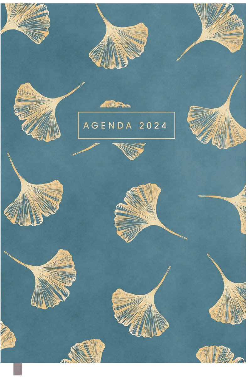 Hobbit - Agenda basic - 2024 - Ginkgo bladeren goud - 1 week op 2 pagina's - A5 (20,5x14cm)
