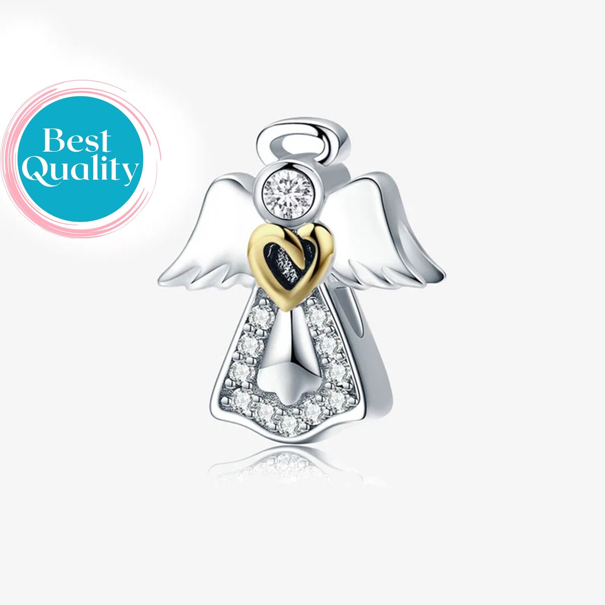 Bescherm Engel Bedel, Guardian Angel Charm 925 Sterling Zilver Bedel Voor Armband - Keen Jewel