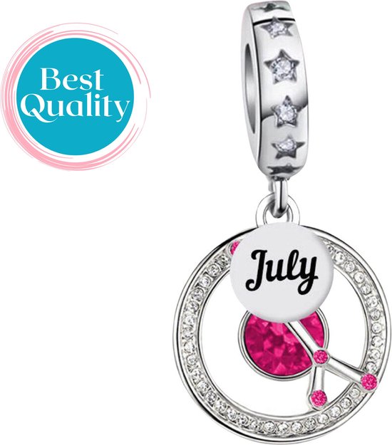 DALARAN July Birthstone Charm – 925 Sterling Silver Heart Charm With Cubic Zirconia For Bracelets - View #4