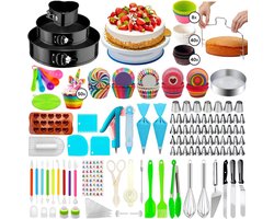 Nimma Bakspullen & Taartversiering Set - 338-Delig - Incl. Taartvorm, Draaiplateau, Maatlepels, Cupcake Vormpjes, Hartjes Bakvorm, Spuitzak met Spuitmondjes - Springvorm ⌀22cm / ⌀20cm Nimma Bakspullen & Taartversiering Set - 338-Delig - Incl. Taartvorm, Draaiplateau, Maatlepels, Cupcake Vormpjes, Hartjes Bakvorm, Spuitzak met Spuitmondjes - Springvorm ⌀22cm / ⌀20cm