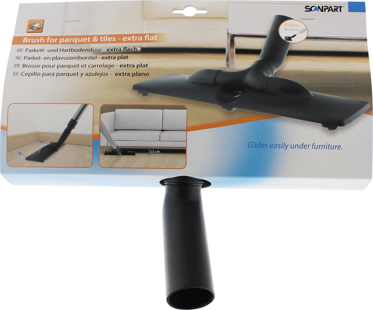 Scanpart parketborstel 32 en 35 mm - Extra plat - Twinner - Geschikt voor AEG Bosch Electrolux Miele Moulinex Nilfisk Panasonic Philips Rowenta Siemens - Voor gladde vloeren - Universeel