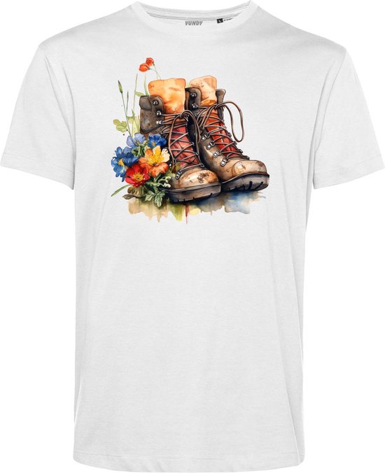 T-shirt Vierdaagse wandelschoenen | Vierdaagse shirt | Wandelvierdaagse Nijmegen | Roze woensdag | Wit | maat M