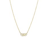 Lucardi Dames Zilveren goldplated ketting 3hartjes - Ketting - 925 Zilver - Goudkleurig - 45 cm