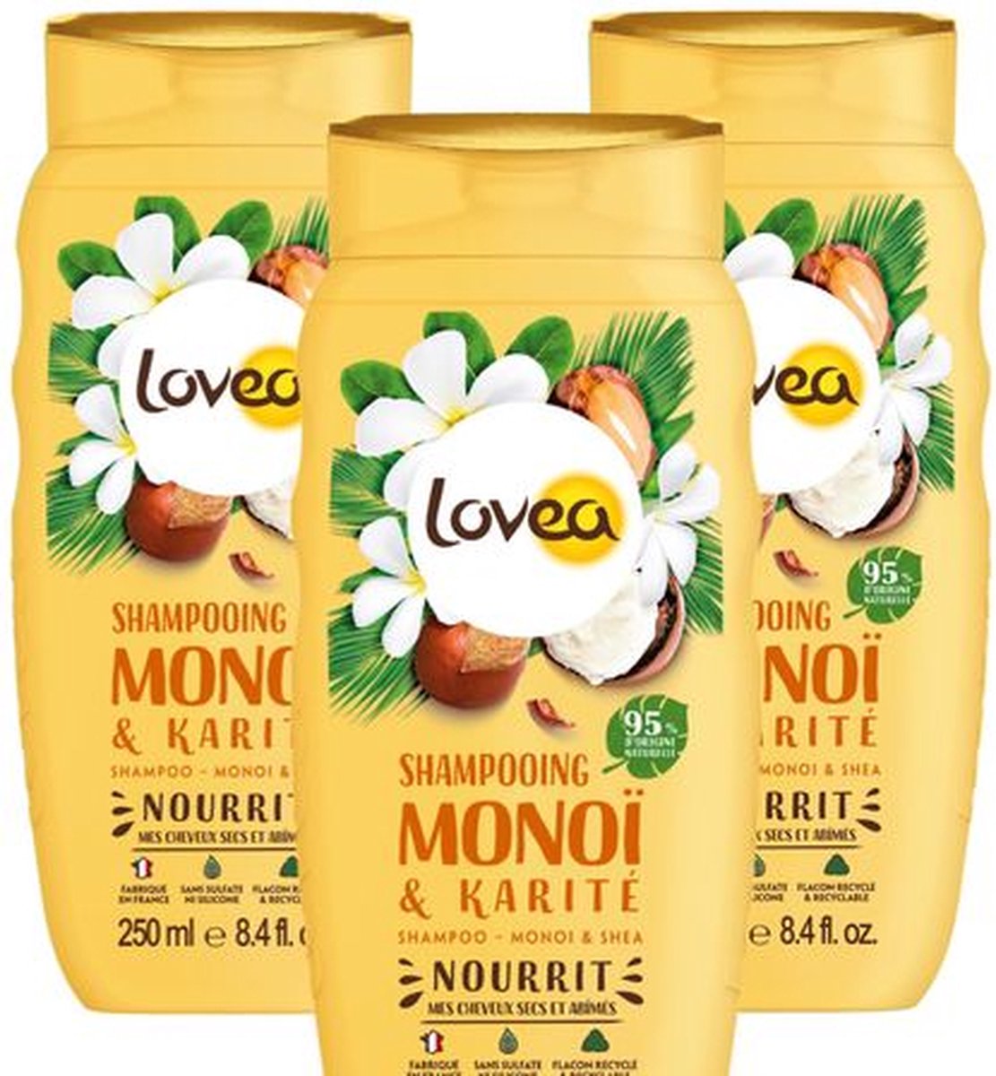 Lovea Shampoo Monoï & Shea - 3 x 250 ml - Voordeelverpakking