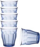 Duralex Drinkglazen Picardie - 6x stuks - blauw glas - 250 ML - Koffie/thee/fris - hardglas - waterglazen
