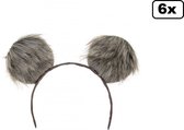6x Diadème grandes oreilles de souris en peluche gris - oreille de souris couvre-chef animal fête à thème festival party souris