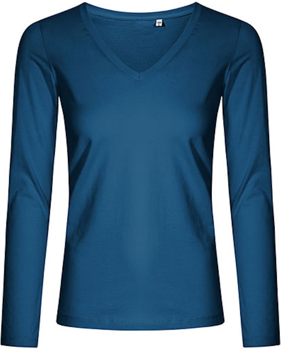 Promodoro Women´s V-Neck T-Shirt Long Sleeve XO1560 - Petrol - S