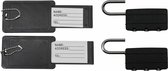 Benson Kofferlabel/bagagelabel incl. hangslot - 4x - zwart - cijferslot