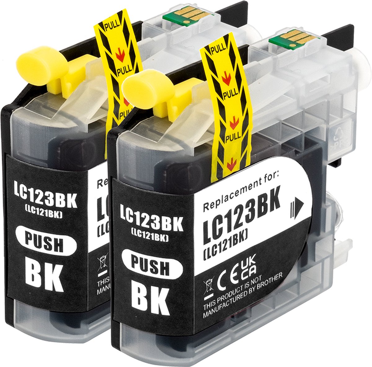 Inktcartridge Geschikt voor LC123 / LC-123XL - 2X Zwart Geschikt voor Brother DCP-J132W DCP-J172W DCP-J152W DCP-J552DW DCP-J752DW DCP-J4110DW MFC-J4410DW MFC-J4510DW MFC-J4610DW MFC-J470DW MFC-J4710DW MFC-J650DW