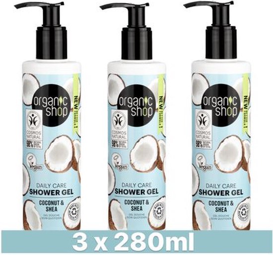 Organic Shop Shower Gel Daily Care Coconut and Shea 3 x 280 ml
