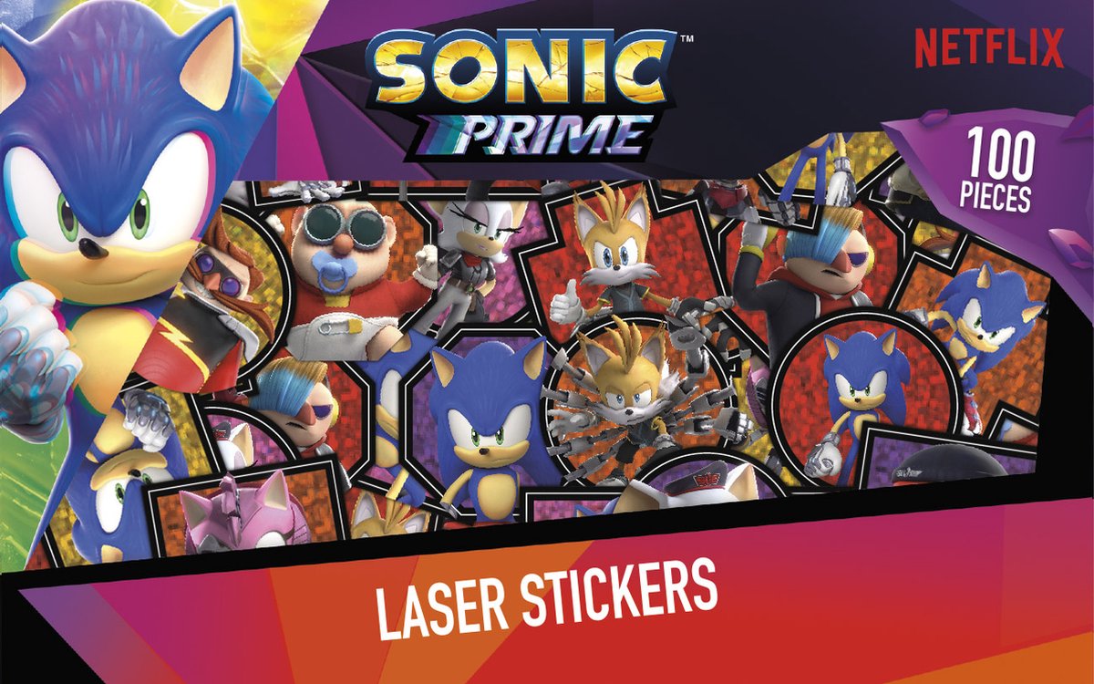 Sonic Prime stickers Totum XL super sticker set 7 vellen incl. luxe metallic en laser stickers 38 x 36 cm - cadeau jongens vanaf 4 jaar — afbeelding 7