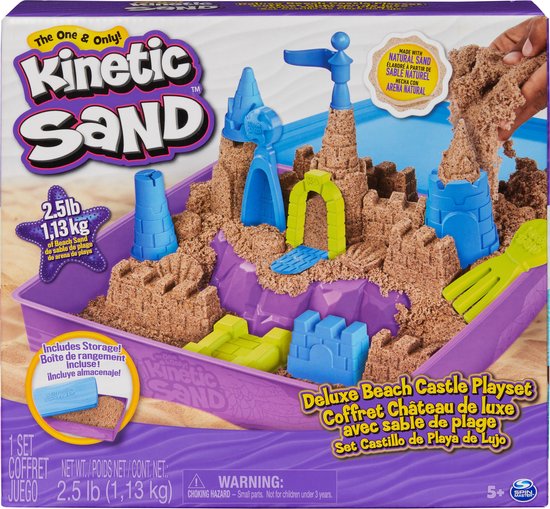 Kinetic Sand - Zandkasteel-speelset met 1,13 kg strandzand inclusief vormen en gereedschap - Sensorisch speelgoed