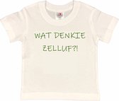 Rotterdam Kinder t-shirt | WAT DENKIE ZELLUF?! | Verjaardagkado | verjaardag kado | grappig | jarig | Rotterdam | Feyenoord | cadeau | Cadeau | Wit/groen | Maat 86/92