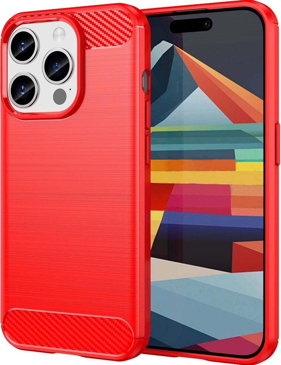 Mobigear Hoesje geschikt voor Apple iPhone 15 Pro Telefoonhoesje Flexibel TPU | Mobigear Brushed Slim Backcover | iPhone 15 Pro Case | Back Cover - Rood