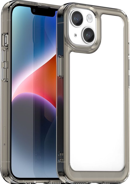 Mobigear Hoesje geschikt voor Apple iPhone 15 Telefoonhoesje Hardcase | Mobigear Crystal Backcover | iPhone 15 Case | Back Cover - Transparant / Grijs