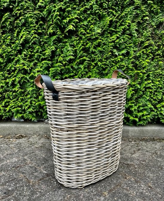 Panier de rangement ovale Rotin Gris 50x30x55