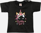 Verjaardags shirt voor een meisje met eenhoorn maat 80