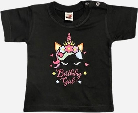 Verjaardags shirt voor een meisje met eenhoorn maat 80