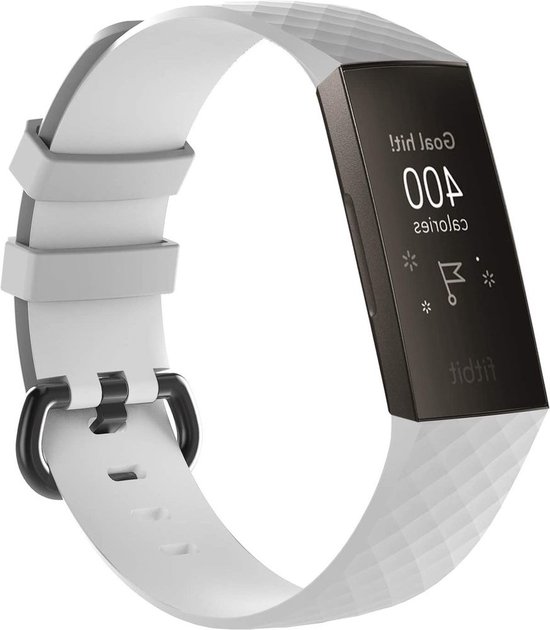 Strap-it Siliconen bandje - geschikt voor Fitbit Charge 3 / Fitbit Charge 4 - wit - Maat: Maat S