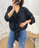 Prachtige knoopoverhemd - zwart - one size (36-40)