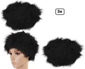 3x Chapeau de fourrure noir taille 59/59 - chapeau de fourrure d'hiver festival de carnaval soirée à thème carnaval noir