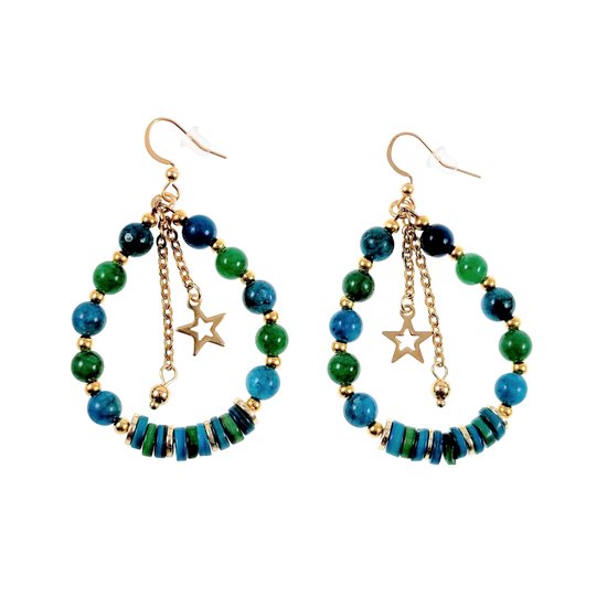 Boucles d'oreilles Longues Femme - Pierres Turquoise - Acier Inoxydable -  Boucles... | bol