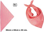 6x Foulard (triangle) rouge/blanc à carreaux 62cm x 44cm x 44cm - Mouchoir festival fête à thème fermiers