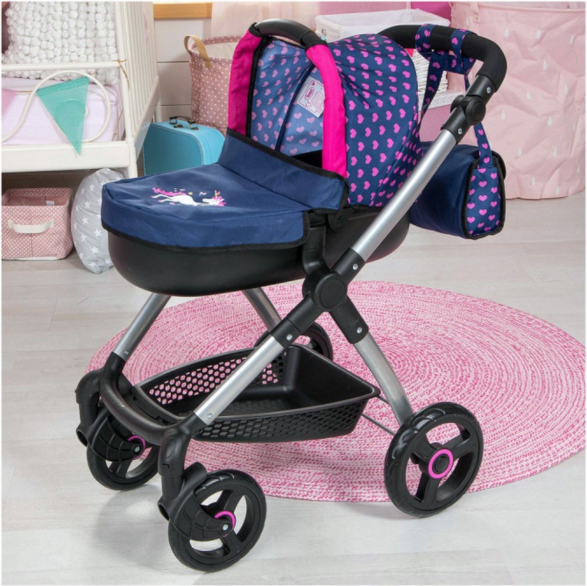 Bayer City neo poppenwagen roze/grijs - 4003336181258