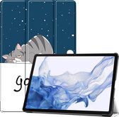 Case2go - Housse pour tablette adaptée au Samsung Galaxy Tab S9 (2023) - Étui livre à trois volets - Avec porte-crayon - Good Night