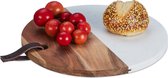 Relaxdays planche à découper ronde en bois d'acacia - planche de service en marbre - planche de cuisine - planche à pain