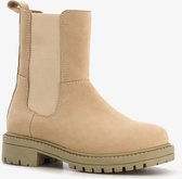 Groot leren meisjes chelsea boots beige - Maat 25 - Uitneembare zool