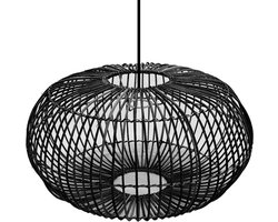 Groenovatie Rotan / Rieten Hanglamp - Handgemaakt - Zwart - ⌀50 cm