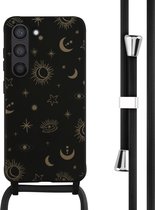 iMoshion Hoesje Geschikt voor Samsung Galaxy S23 Hoesje Met Koord - iMoshion Siliconen design hoesje met koord - Zwart / Sky Black