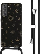 iMoshion Hoesje Geschikt voor Samsung Galaxy S21 Plus Hoesje Met Koord - iMoshion Siliconen design hoesje met koord - Zwart / Sky Black