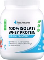 100% Isolate Whey Protein - Aardbei - zonder overbodige toevoegingen - gezoet met Stevia - 850 gram (28 porties) | Muscle Concepts