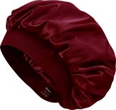 YUBBI™ Bonnet de nuit en satin 1 pièce - Bandeau élastique - Bonnet de nuit - Soins capillaires - Rouge
