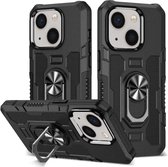 Smartphonica Rugged armour case hoesje voor iPhone 14 Plus met ring autohouder - Zwart / TPU / Back Cover geschikt voor Apple iPhone 14 Plus