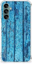 Shockproof Case Geschikt voor Samsung Galaxy A24 Telefoonhoesje met doorzichtige rand Wood Blue