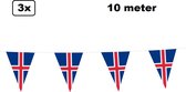 3x Vlaggenlijn IJsland 10 meter - Landen festival thema feest vlaglijn verjaardag fun party