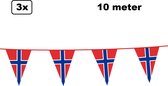 3x Vlaggenlijn Noorwegen 10 meter - Landen festival thema feest vlaglijn verjaardag fun party