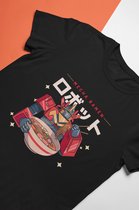 Mecha Transformers Ramen Noodles T-Shirt Zwart - Anime Merchandise - Japanese Shirt - Robo Gunpla - Maat L