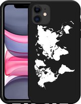 Cazy Hoesje Zwart geschikt voor iPhone 11 World Map